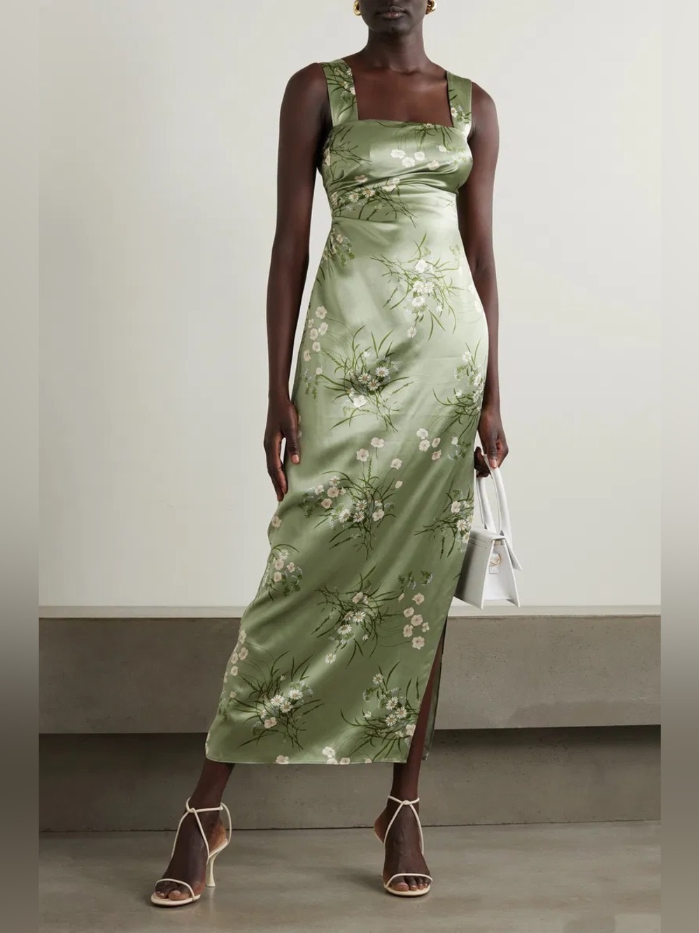 Reformation Earl Draped Floral Silk-Charmeuse Maxi Dress 4